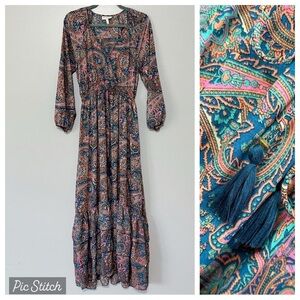 Anthropologie‎ Boemo Bohemian Tiered Hem Paisley Maxi Dress Size Medium
